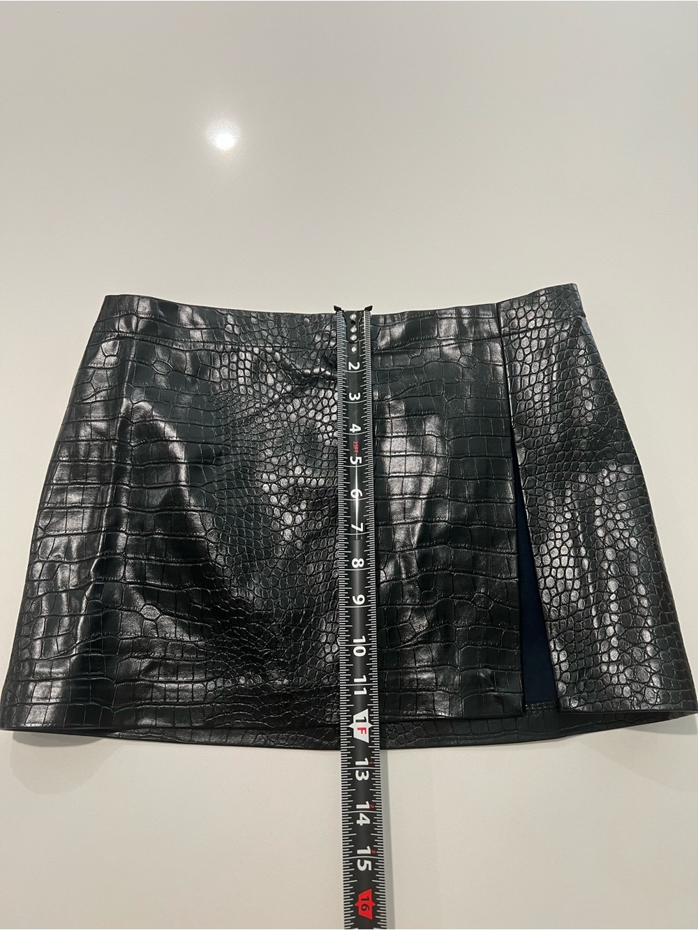 EDIKTED • NWT black faux leather mini skirt with croc-embossed texture - Picture 9 of 10